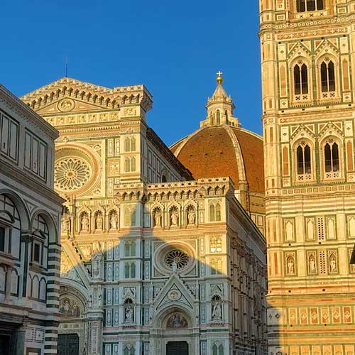 Florence Cathedral with Brunelleschi’s Dome and Giotto’s Bell Tower at sunset