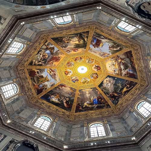 Frescoed dome of the Medici Chapels in the Basilica of San Lorenzo, Florence, Italy